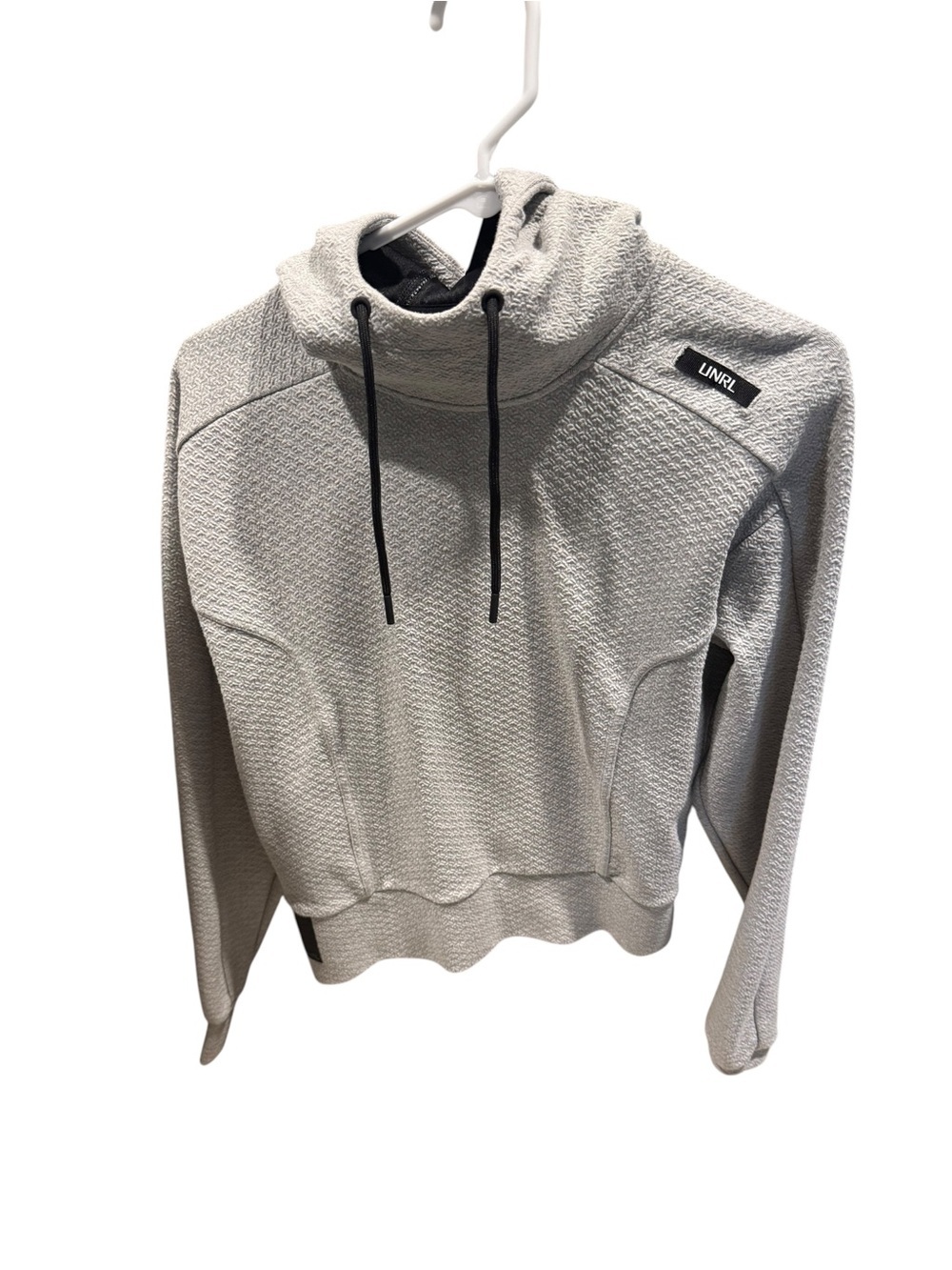 UNRL Women’s Elevation Hoodie Gray Textured Funnel Neck Pullover Size M